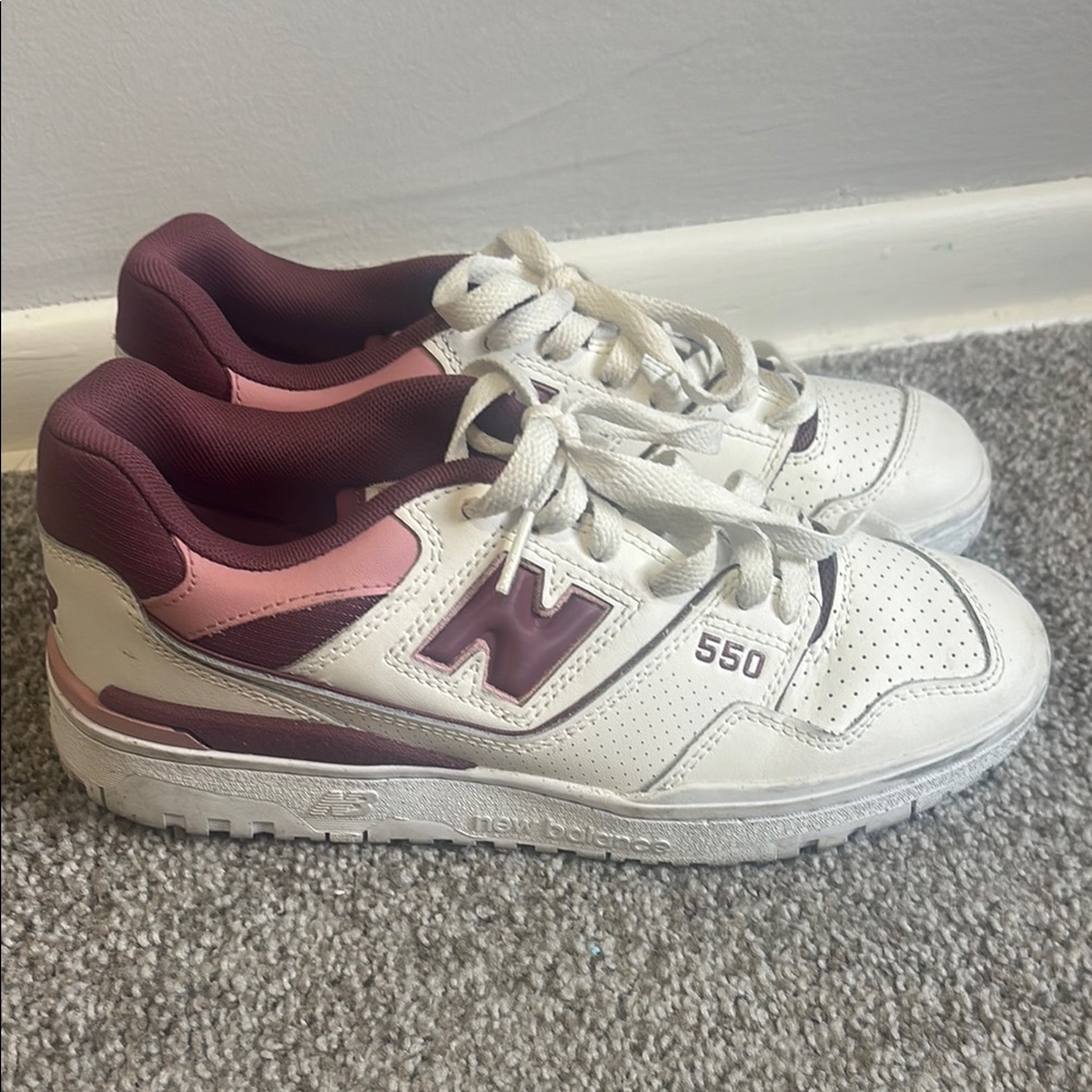 New Balance 550 White and Maroon Sneakers